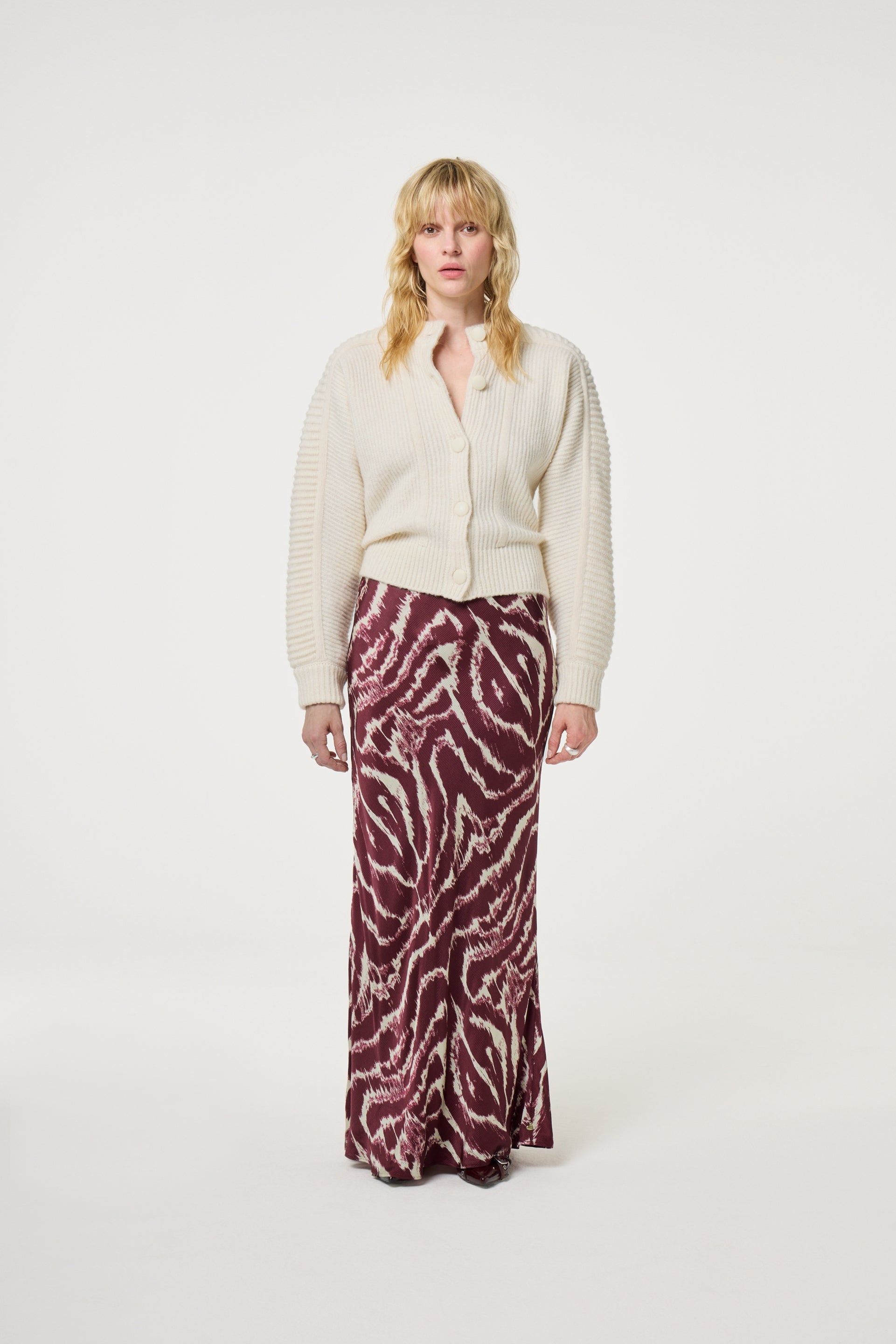 Laurent Maxi Skirt | Deep Burgundy/Creme