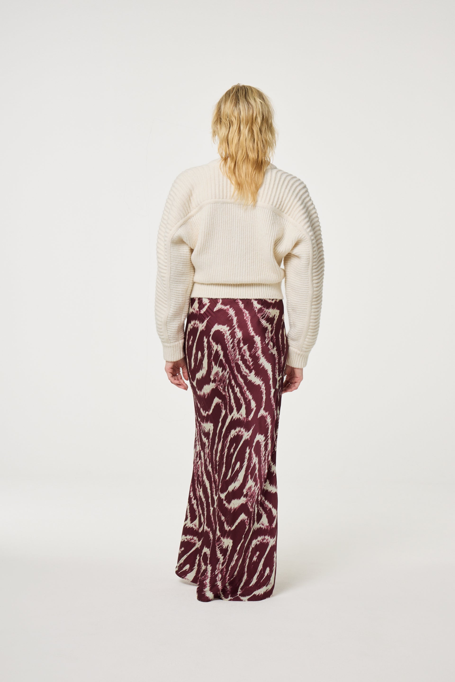Laurent Maxi Skirt | Deep Burgundy/Creme