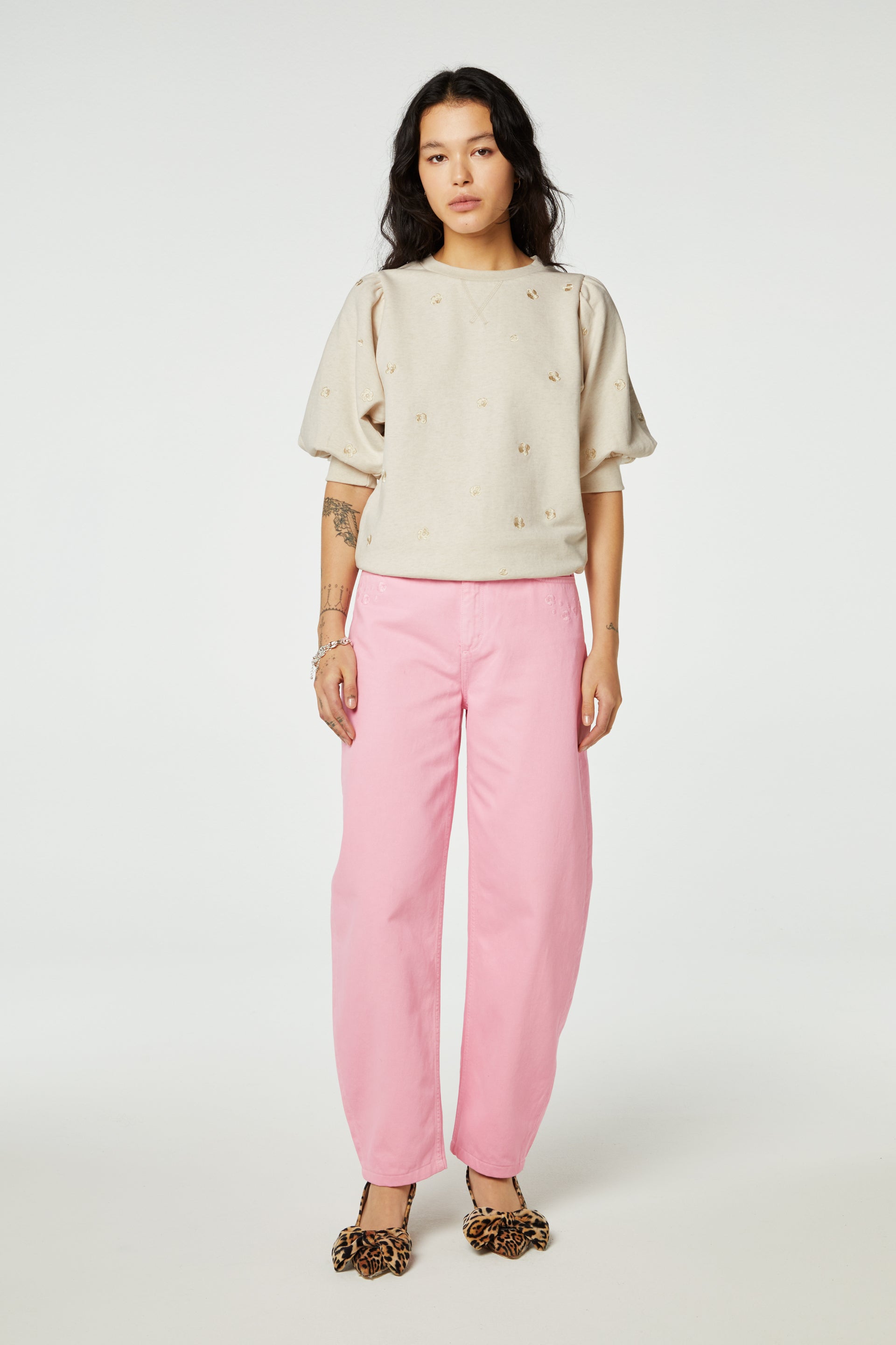 Jana SS Sweater | Oatmeal/Purple