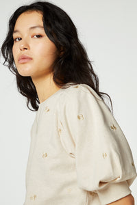 Jana SS Sweater | Oatmeal/Purple