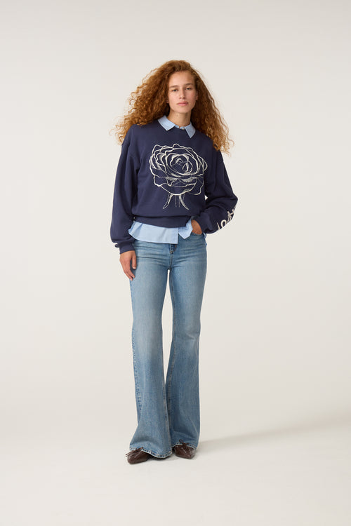 Luna Flower Sweater | Maritime Blue