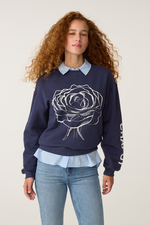 Luna Flower Sweater | Maritime Blue