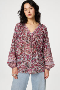 Anan Top | Cerise Red/Powder Bl