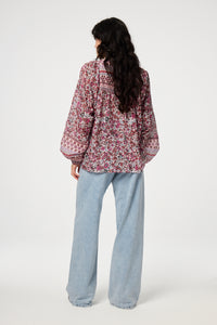 Anan Top | Cerise Red/Powder Bl