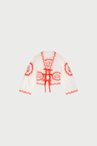 Serviette Blouse | Cosy White/Tangerine Tango