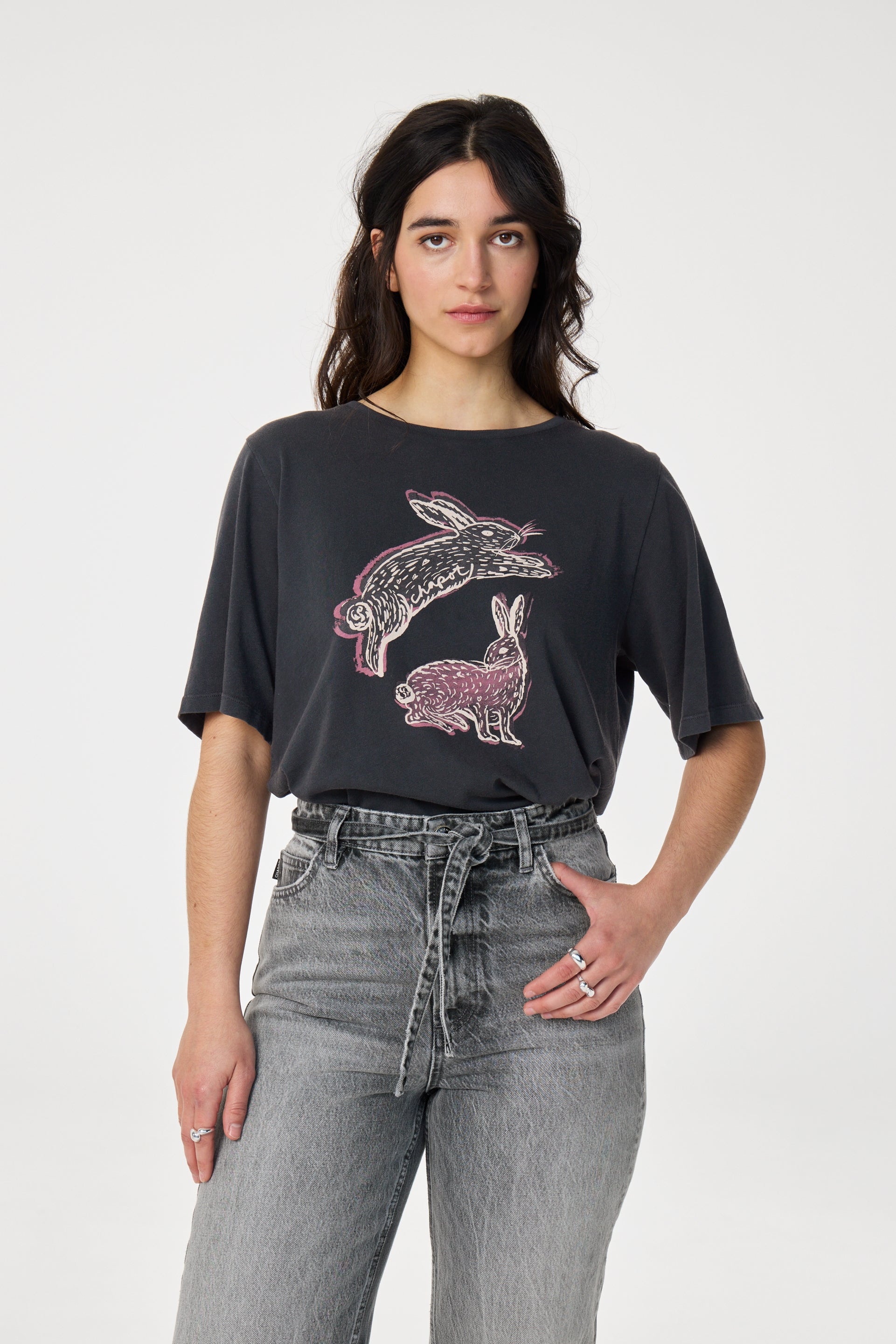 Fay Rabbit T-Shirt | Dark Antracite