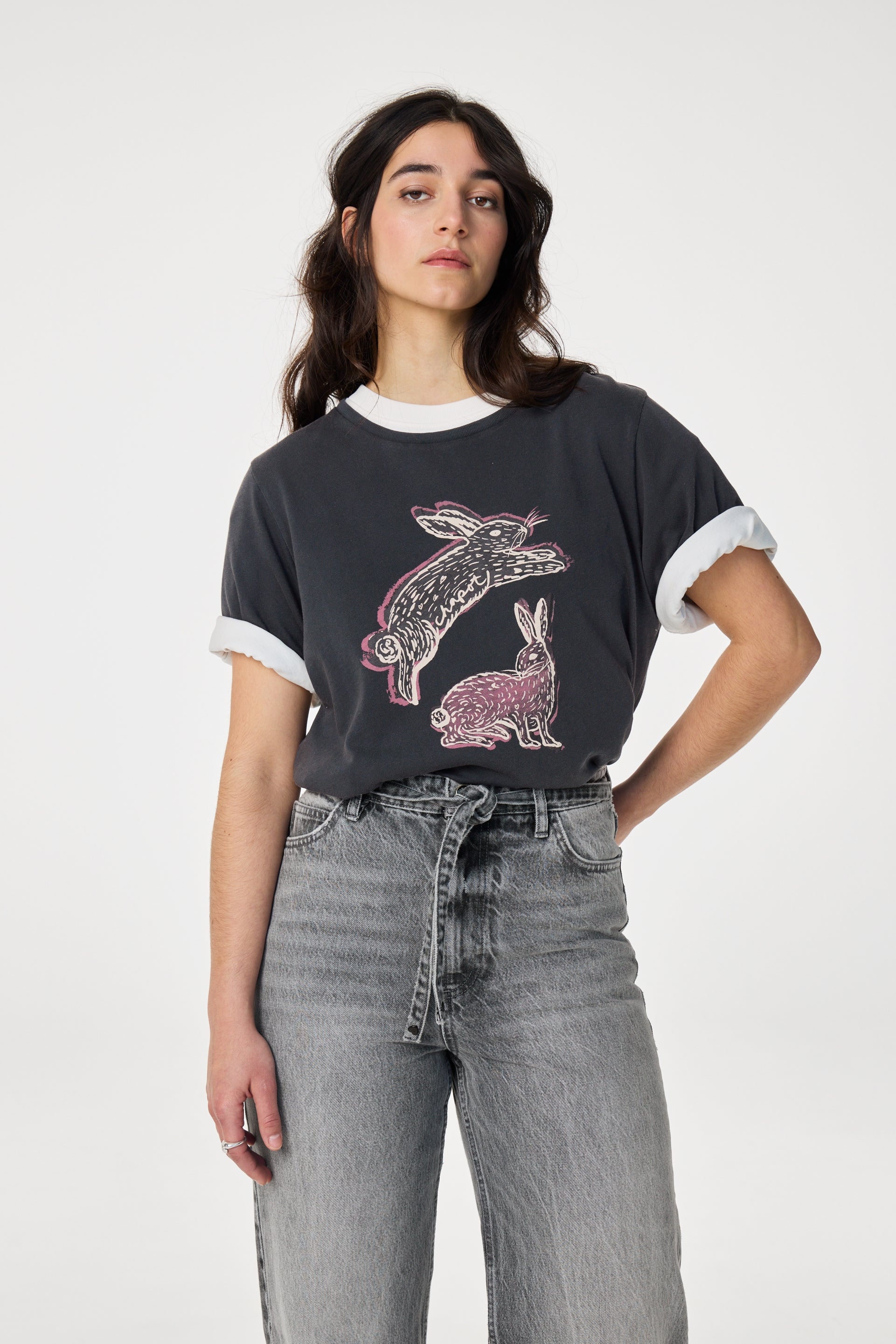 Fay Rabbit T-Shirt | Dark Antracite