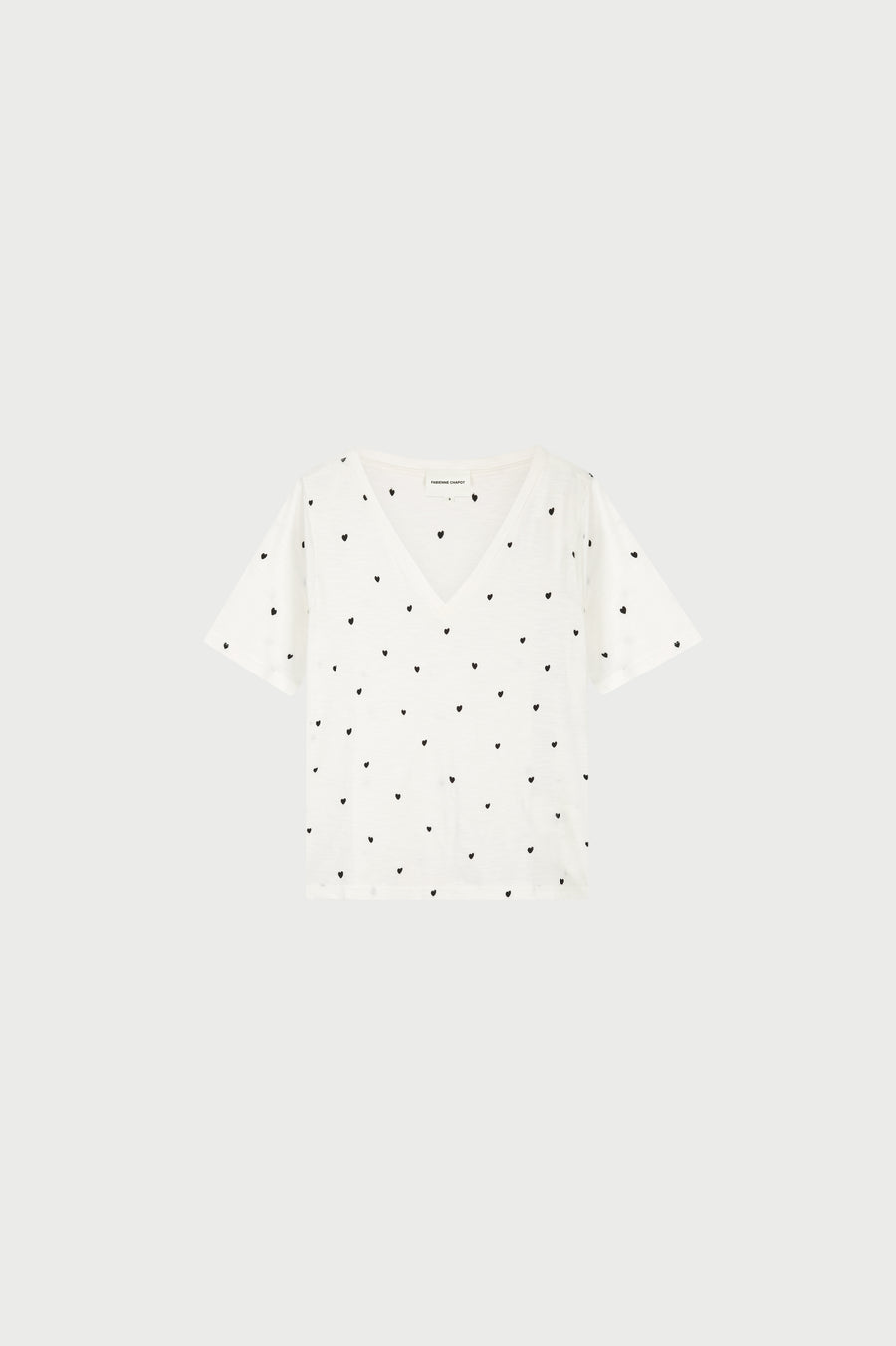 Phil V-Neck T-shirt | Cosy White/Black