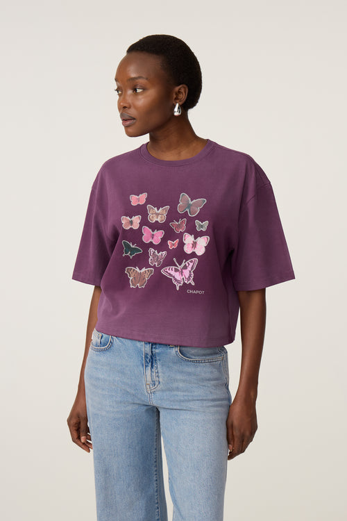 Benja Butterfly T-shirt | Brigitte Bordeaux