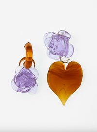 Rose & Heart Earrings | Violetta/Toffee