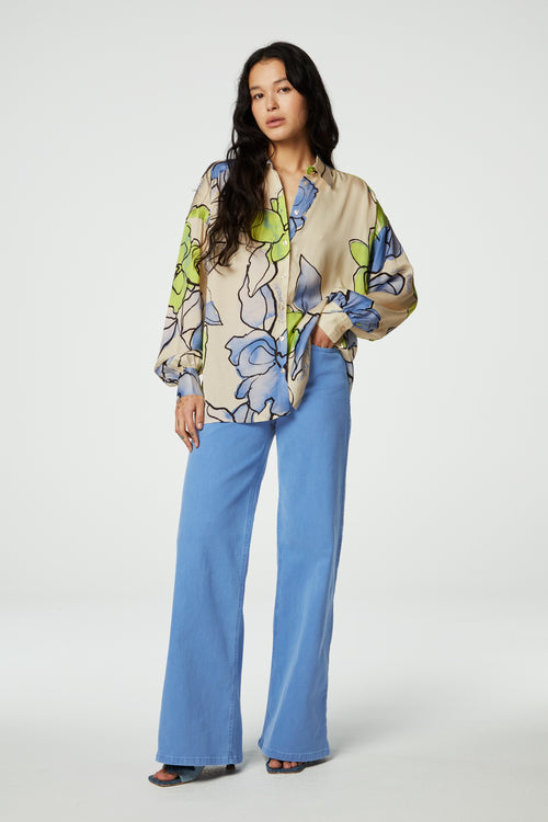 Gabriel Blouse | Cream White/Cornflow