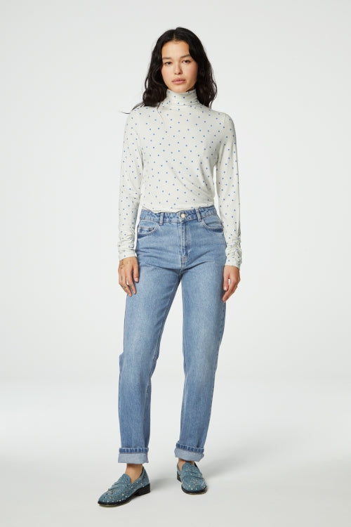 Jade Top | Cream White / Blue