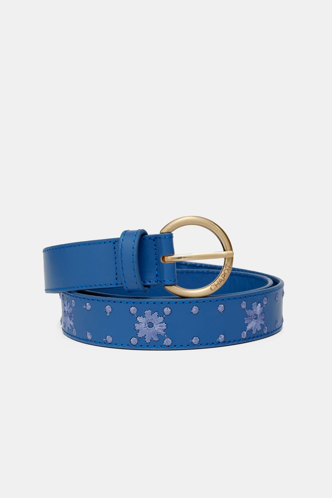 Flower Embroidered Belt | Cornflower Blue