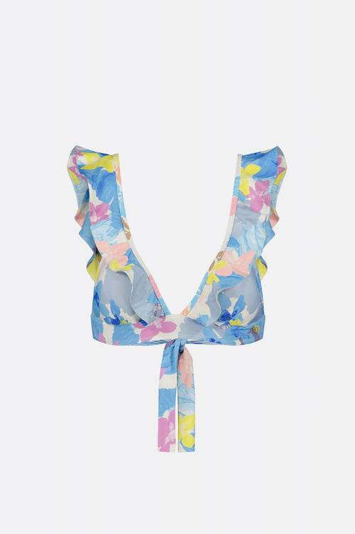 Heather Bikini Top | Cream White/Pool Blu