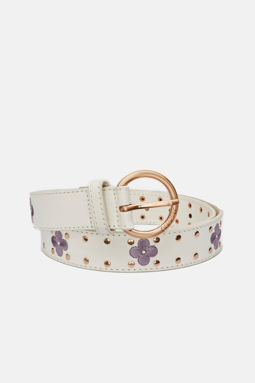 Treboli Studded Belt | Cream White/Lovender
