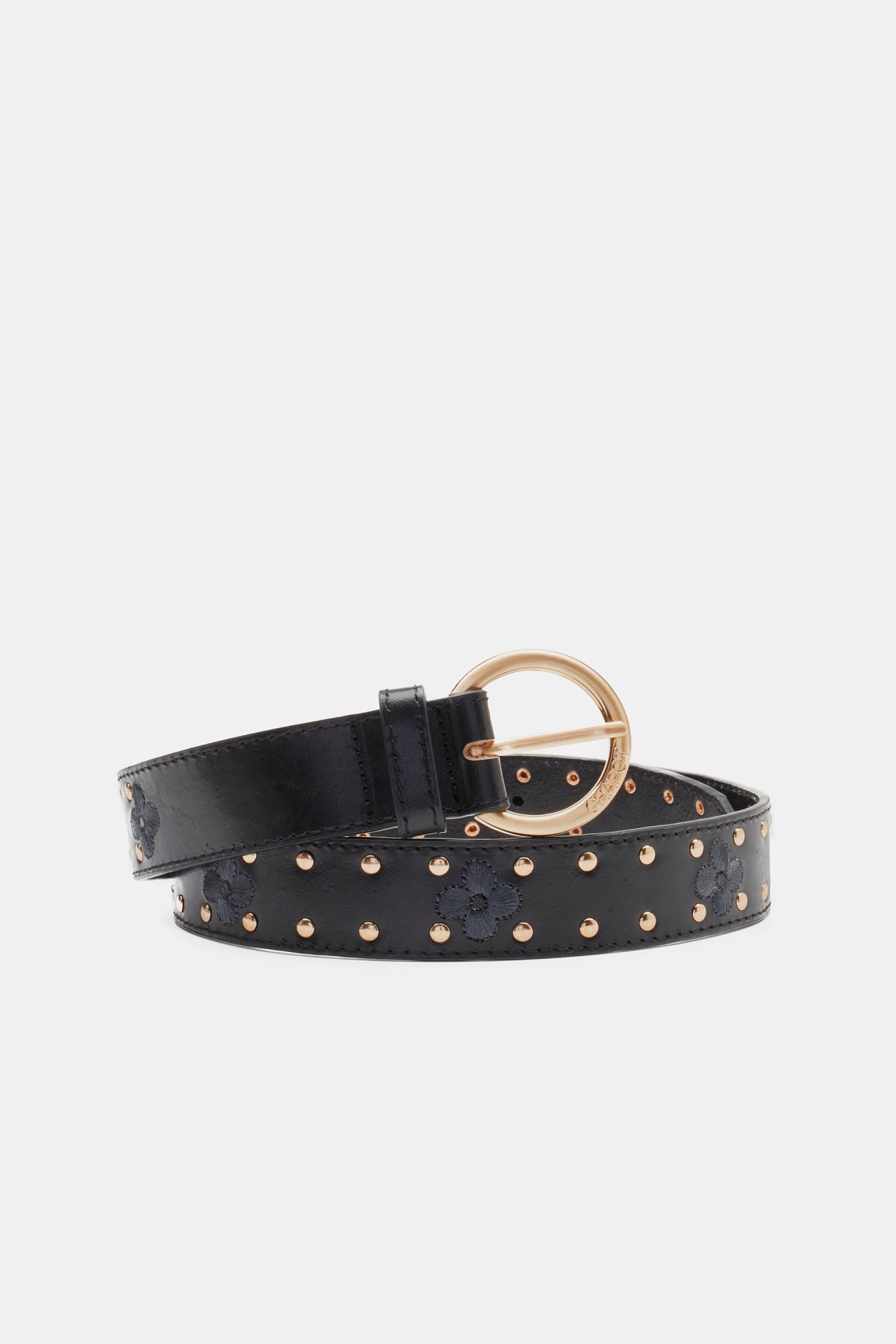 Flower Studded Belt | Black/Antra