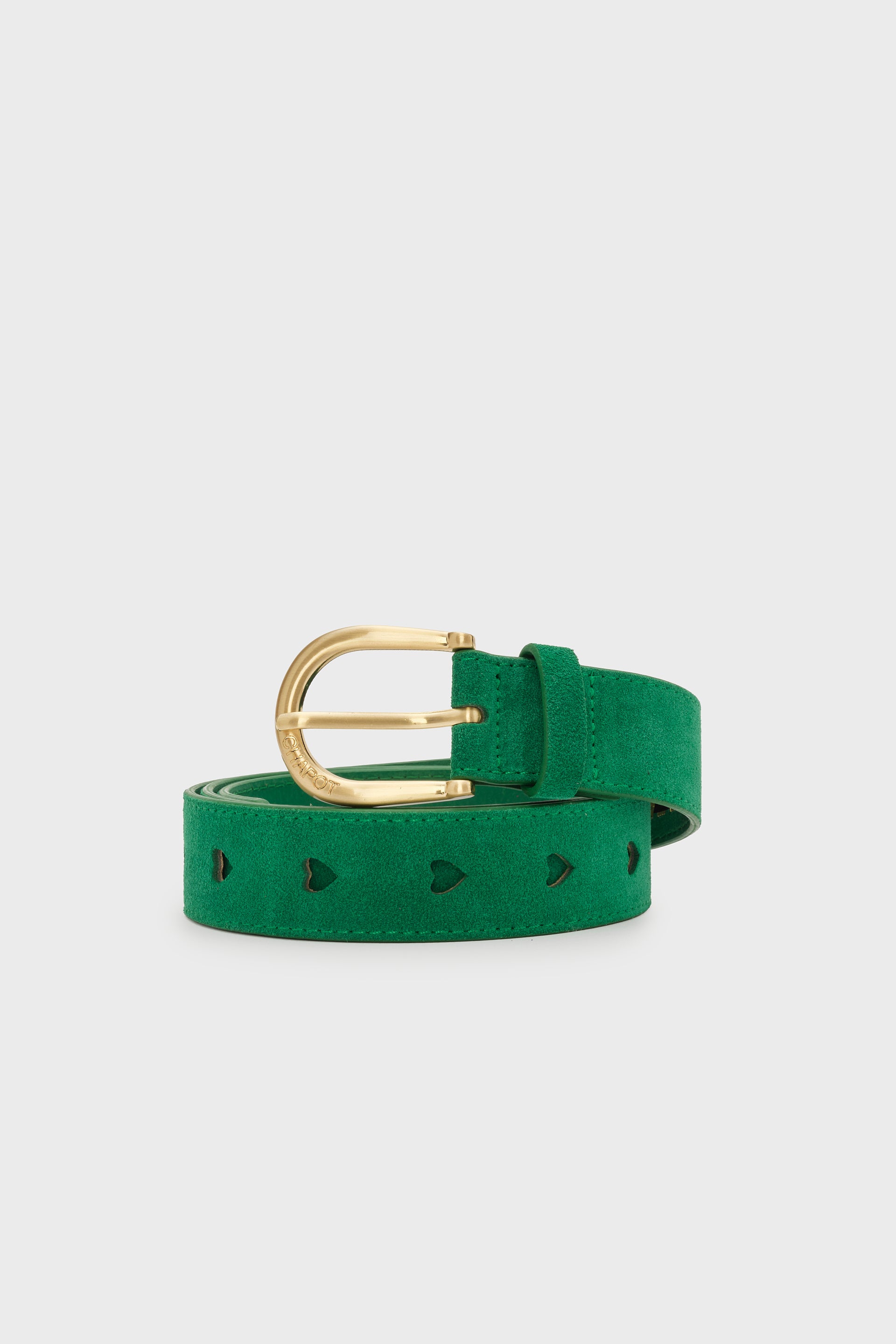Cut it Out Heart Belt Suede | Evergreen