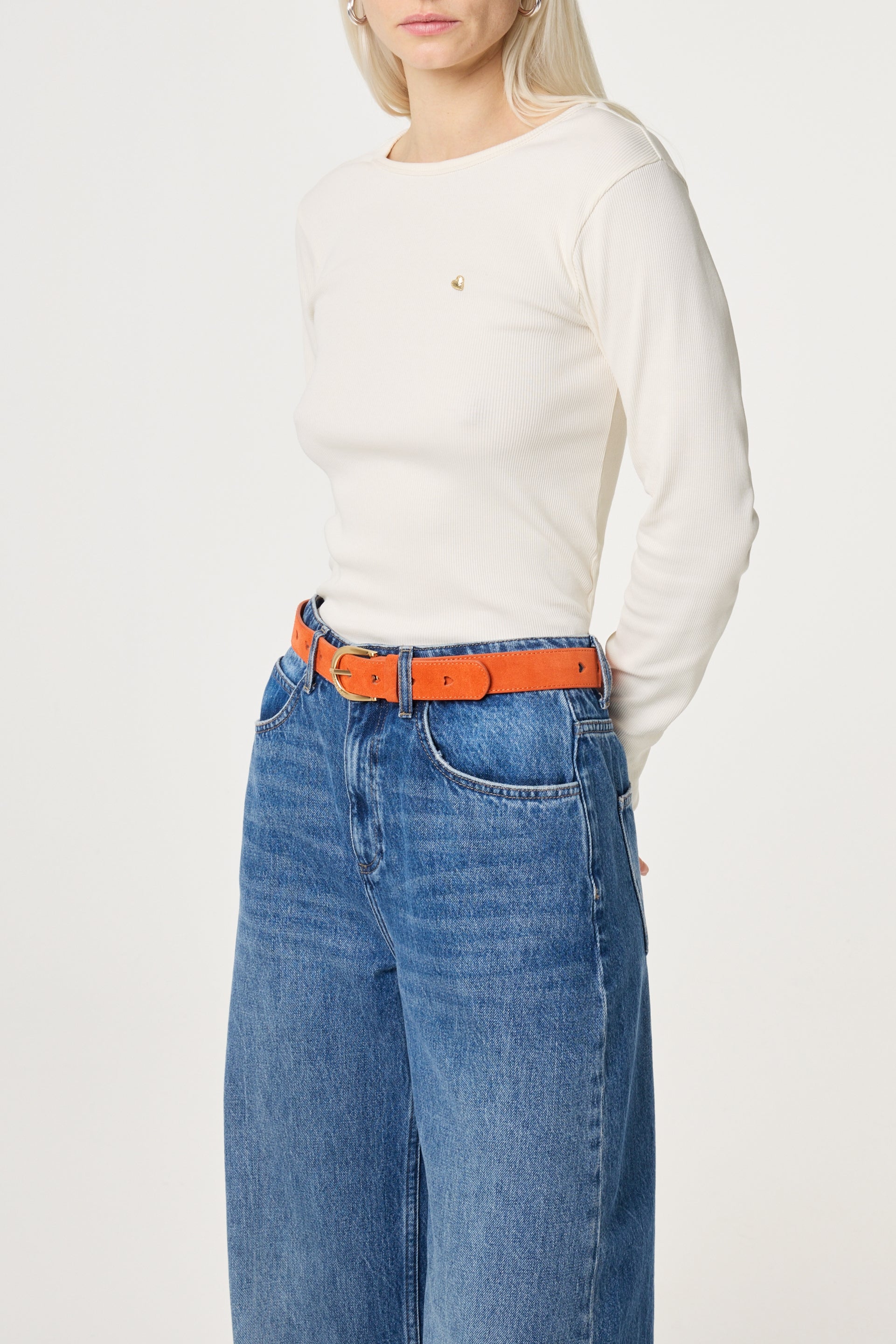 Cut it Out Heart Belt Suede | Tangerine Tango