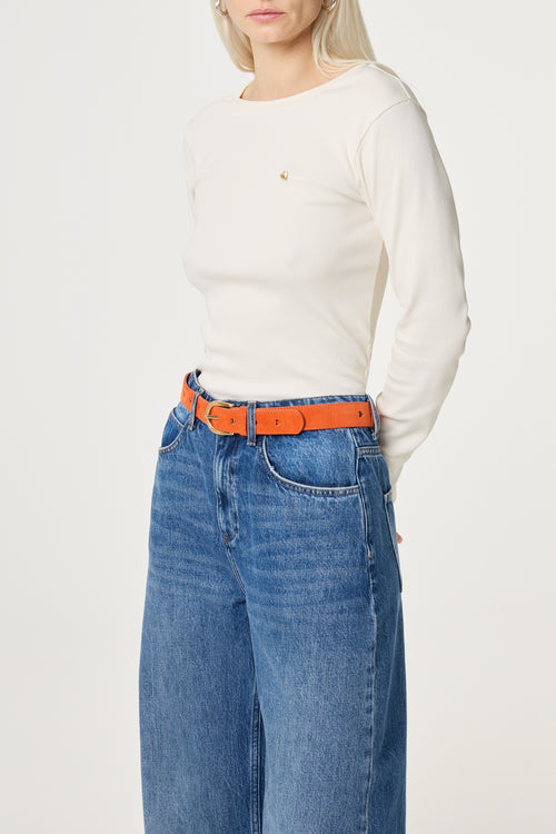 Cut it Out Heart Belt Suede | Tangerine Tango