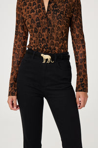 Leopard Buckle Belt | Black