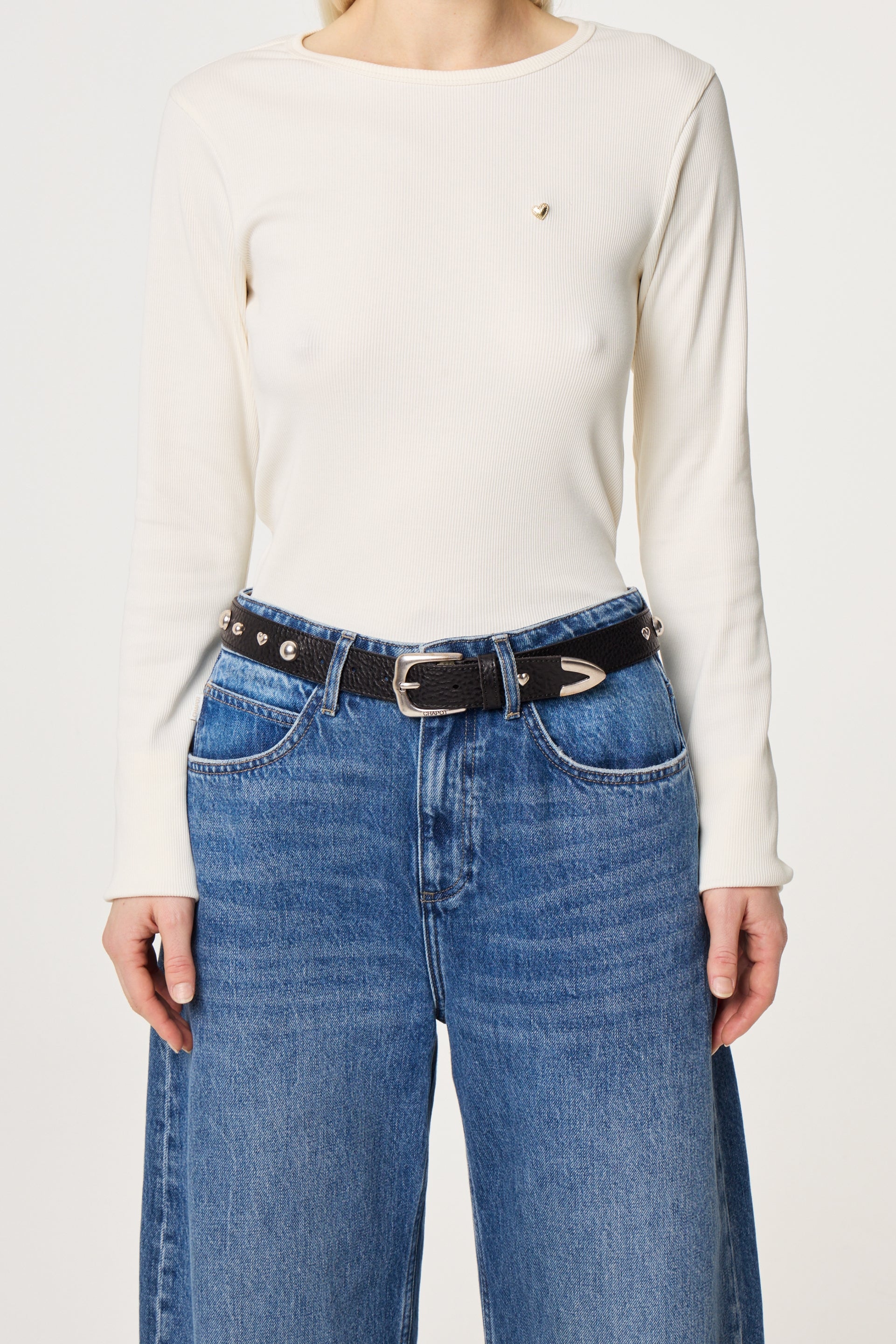 Play Of Studs Belt Leather | Black