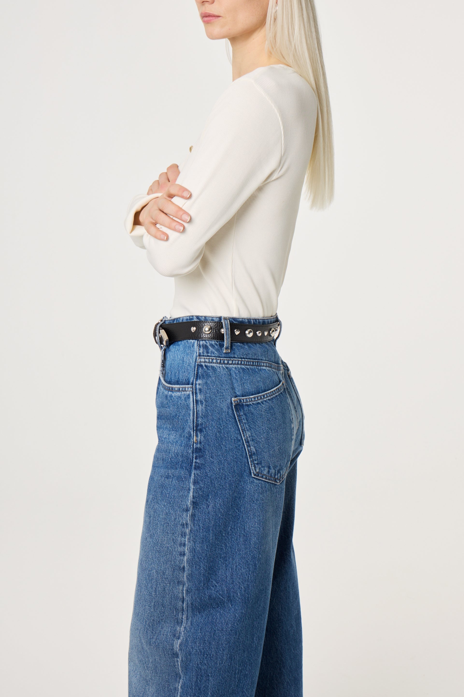 Play Of Studs Belt Leather | Black