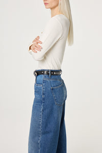 Play Of Studs Belt Leather | Black