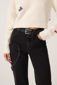 Sailen Lace-up Belt Croco | Black