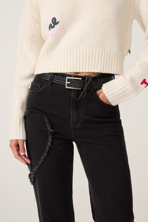 Sailen Lace-up Belt Croco | Black