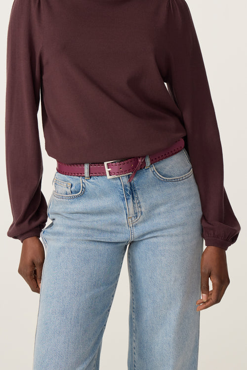 Sailen Lace-up Belt Leather | Brigitte Bordeaux