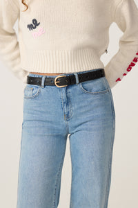 Cut It Out Heart Belt Croco | Black