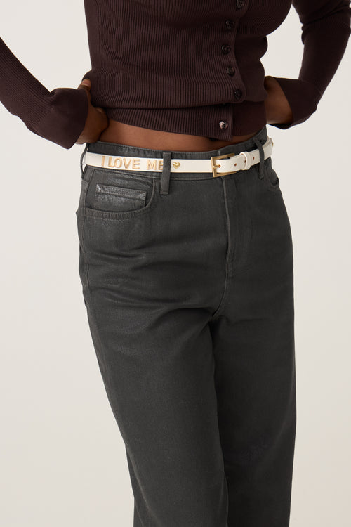 Studded Loveletter Belt | Cosy White
