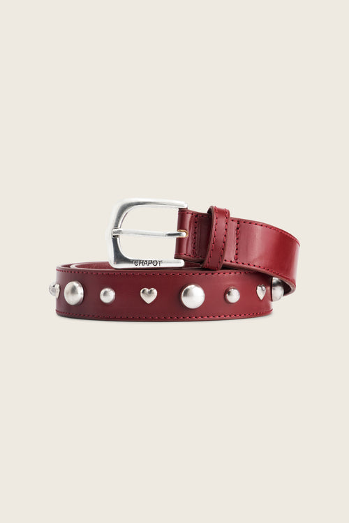 Play Of Studs Belt Leather | Haute Red