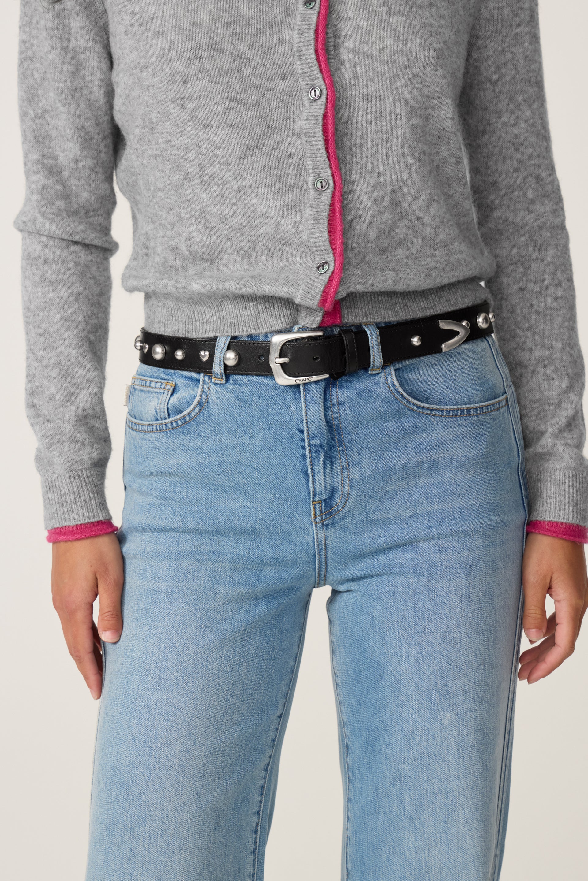 Play Of Studs Belt Leather | Black