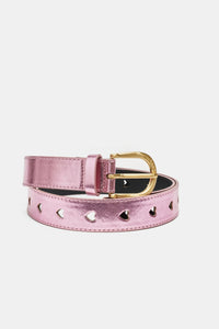 Cut It Out Heart Belt | Light Pink Metallic