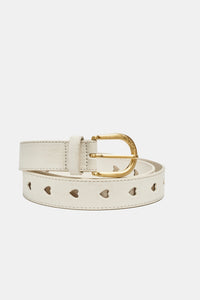 Cut It Out Heart Belt Suede/Leather | Cream White
