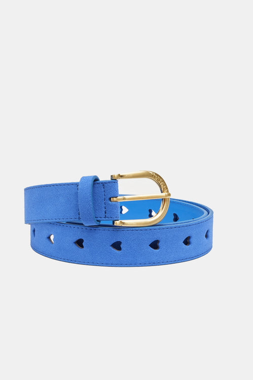 Cut It Out Heart Belt Suede/Leather | Blue Wave