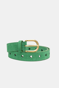 Cut It Out Heart Belt Suede/Leather | Green Apple