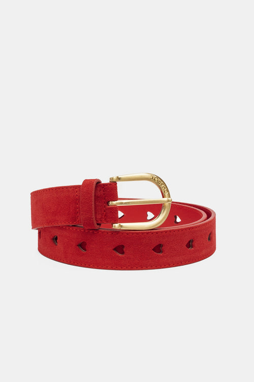 Cut It Out Heart Belt Suede/Leather | Red Hot Chilli