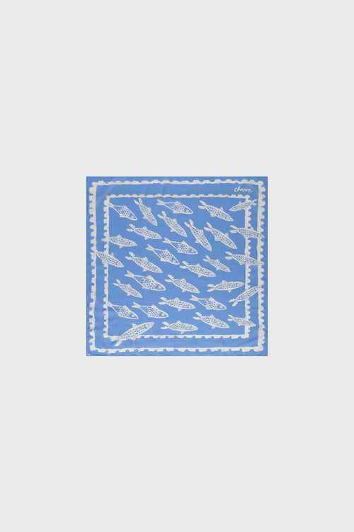School Of Fishes Scarf | Marina Blue/Cosy Whi