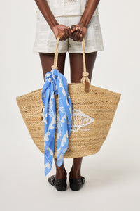 School Of Fishes Scarf | Marina Blue/Cosy Whi