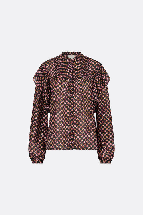 Bibi Long Sleeve Blouse | Black/Crazy Clay