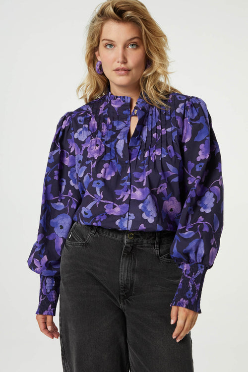 Arlene Blouse | Navy/Poppy Purple