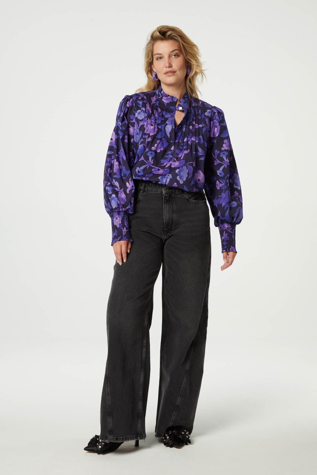 Arlene Blouse | Navy/Poppy Purple