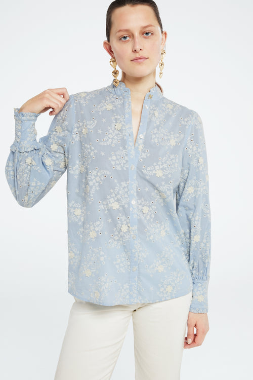 Brody Broderie Blouse | Summer Blue