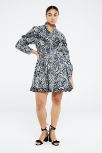 Daila broderie  Dress | Navy/Warm White