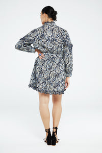 Daila broderie  Dress | Navy/Warm White