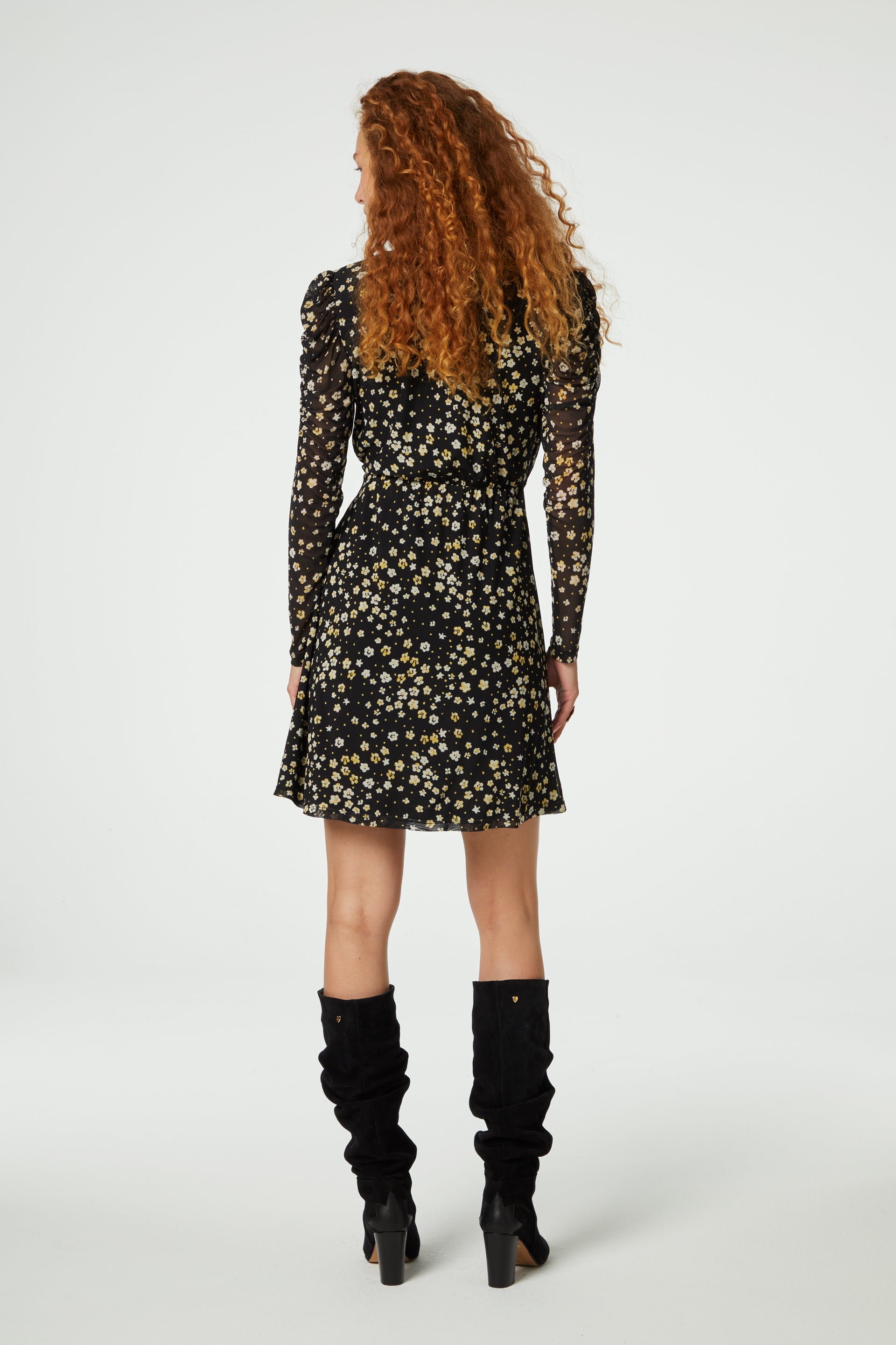 Flake Dress | Black/Dijon Yellow