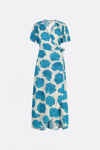 Archana Butterfly Dress | Azure Blue/Cream Whi