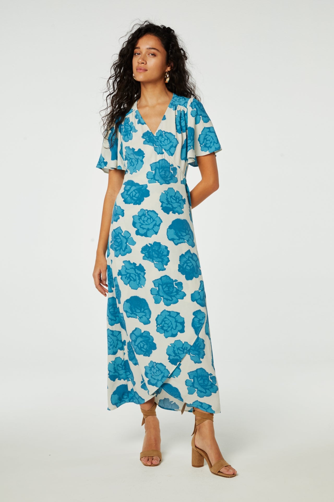 Archana Butterfly Dress | Azure Blue/Cream Whi
